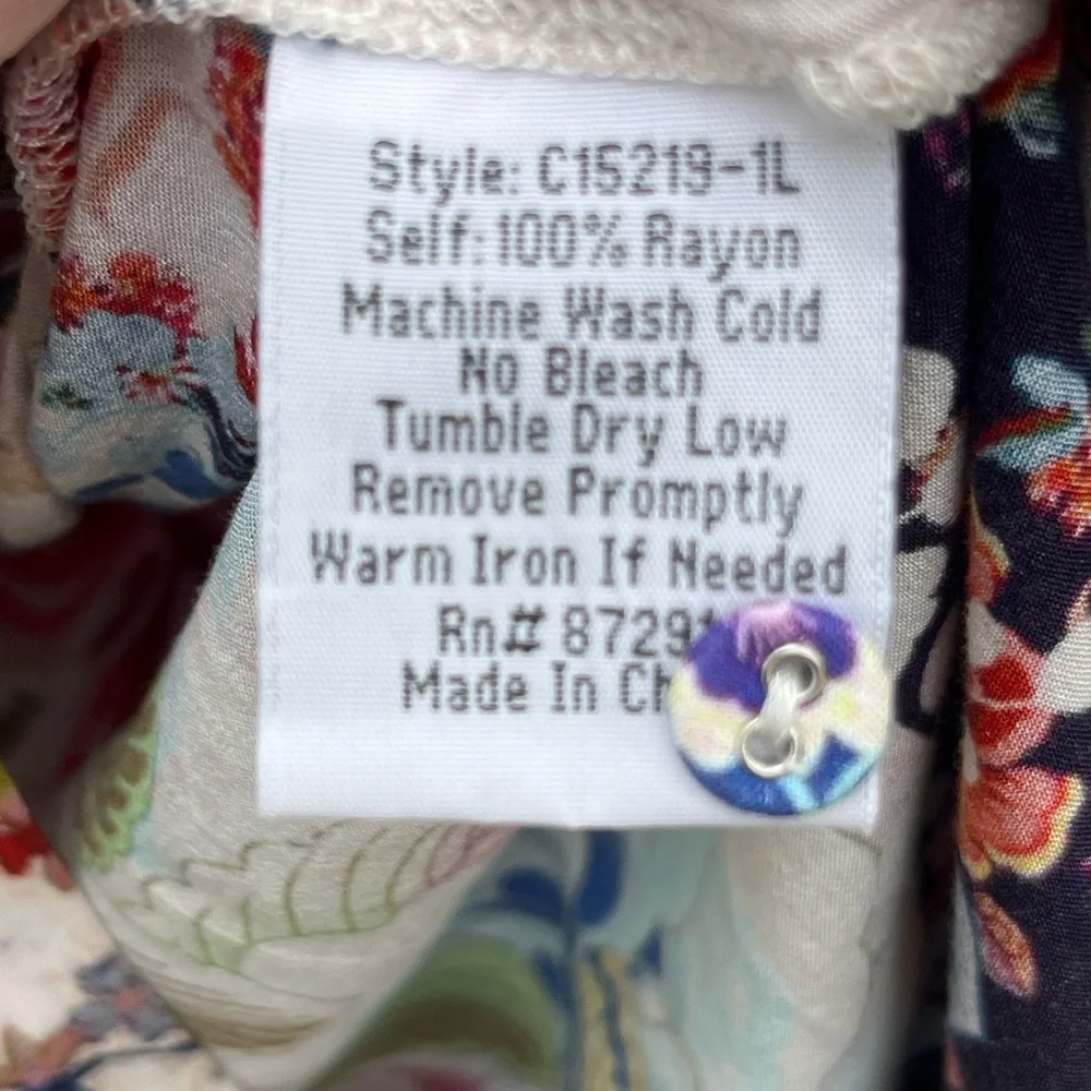 Johnny Was Multicolor Floral Button-Front Tunic - Picture 7 of 8